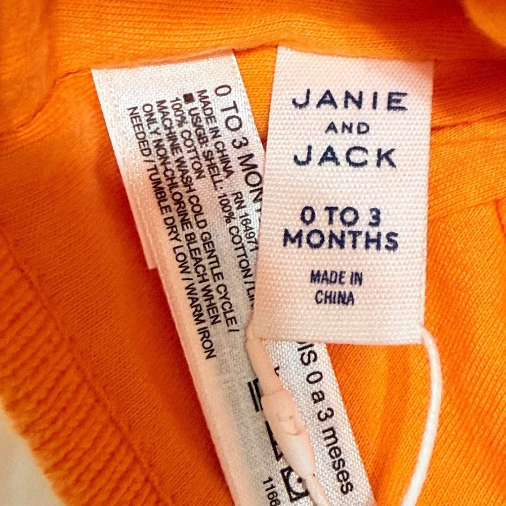 Janie‎ and Jack Baby Pumpkin Knit Hat Orange Green 0-3 Months NWT